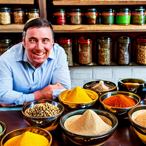 012_A man sitting at a table in front of bowls of spices..png
